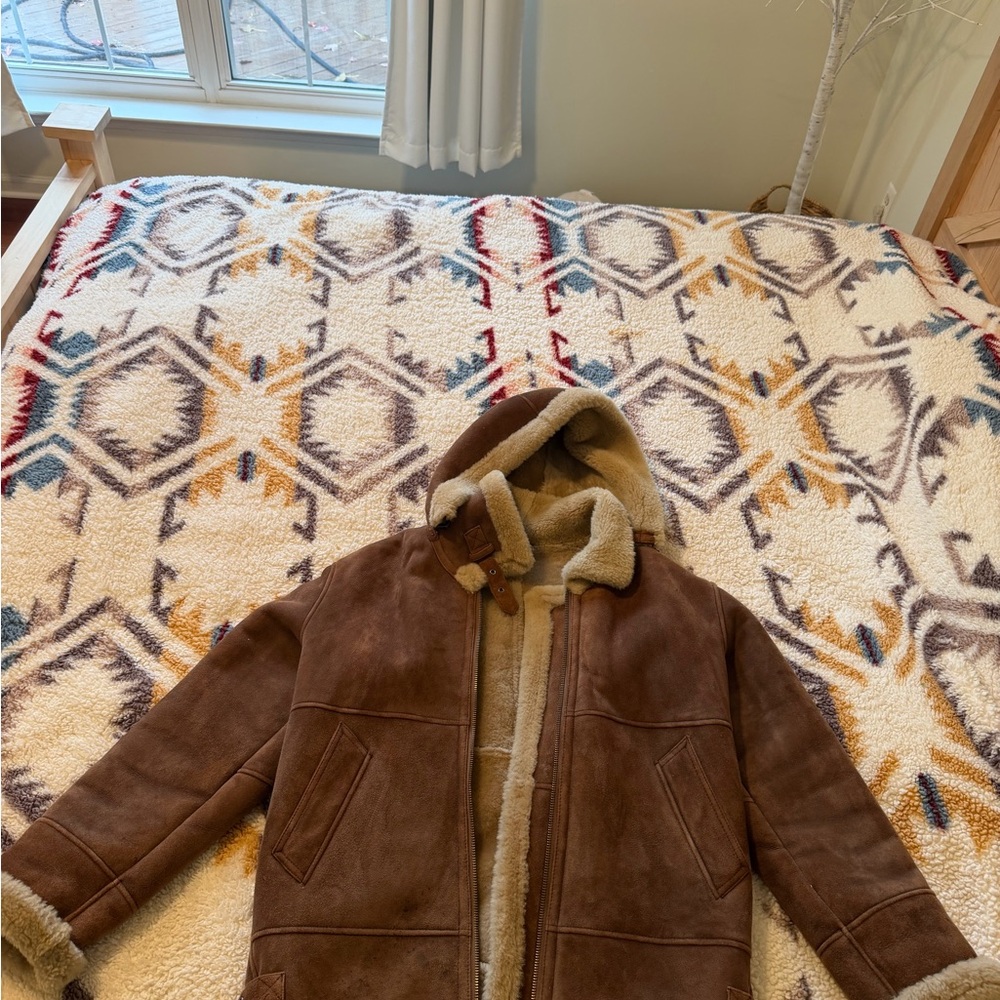 Men's Brown Shearling Bomber Jacket